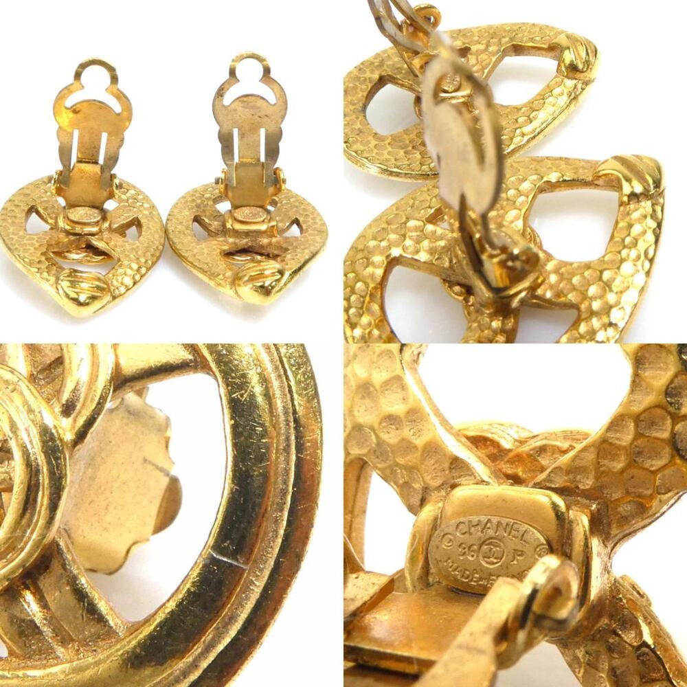 CHANEL Authentic Gold Logo Earrings - Picture 5 of 5